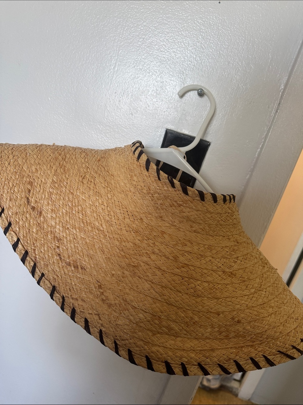 Hat Attack Natural Straw Visor with Black Trim